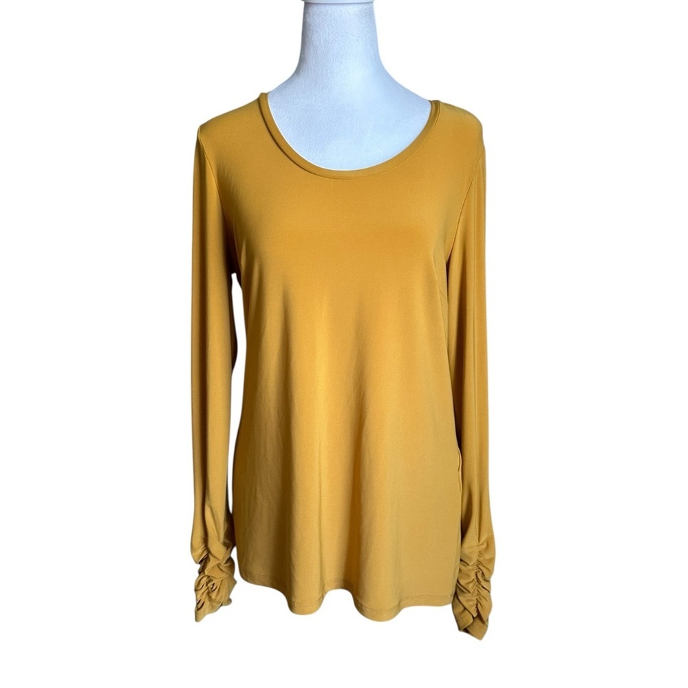 NWT Joseph Ribkoff Women's Yellow Mustard Long Sleeve Dolman Top Size 10